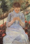 Mary Cassatt Young woman sewing in the Garden oil painting picture wholesale